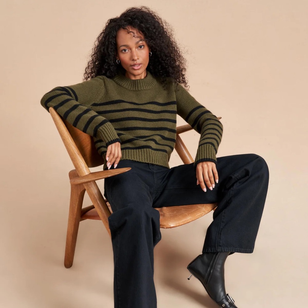 La Ligne NYC Mini Marin Sweater in Olive / Black Stripe